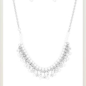 Paparazzi Silver and White Crystal Cascade Necklace A Touch of CLASSY Jewelry